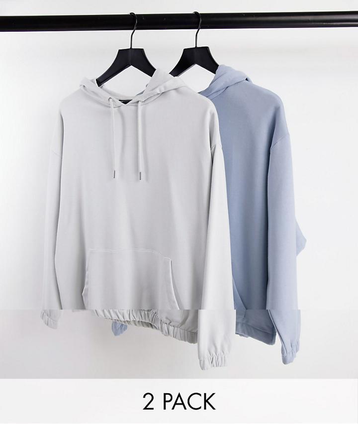 Asos Design Organic Oversized Hoodie 2 Pack In Gray/blue