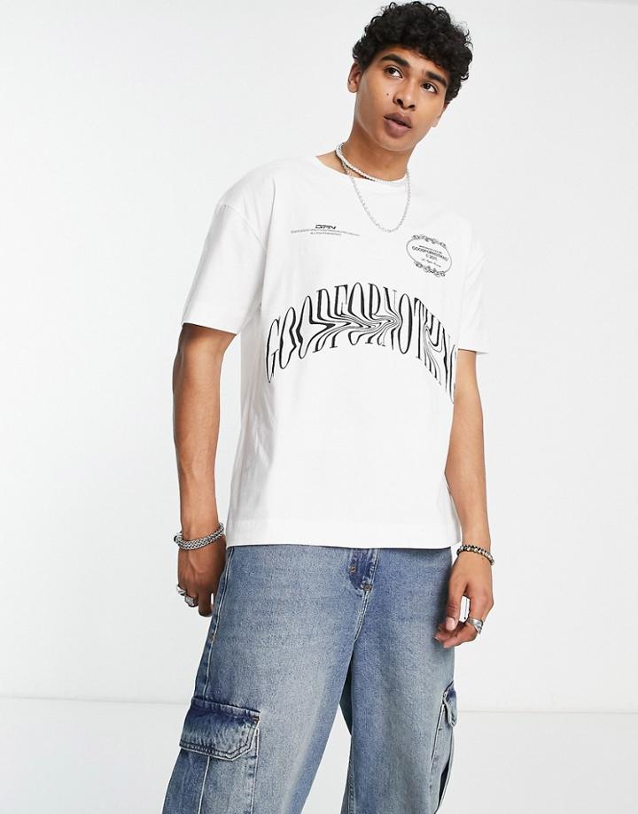 Good For Nothing Oversized T-shirt In Off White With Distorted Logo Print