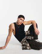 Topman Rib Tank In Black
