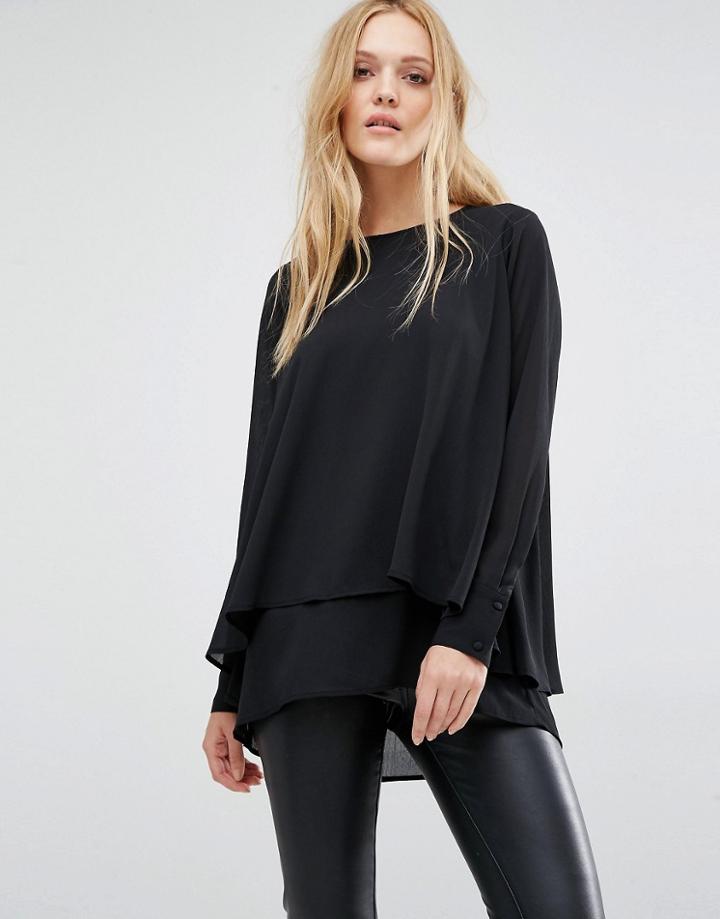 Y.a.s Vinc Structure Long Sleeve Top - Black