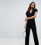 Y.a.s Tall Samba Wrap Front Jumpsuit - Black
