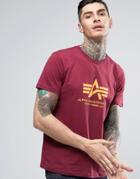 Alpha Industries Logo T-shirt Regular Fit In Burgundy - Red