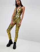 Jaded London Deep V Jumpsuit In Sequin Co-ord - Gold