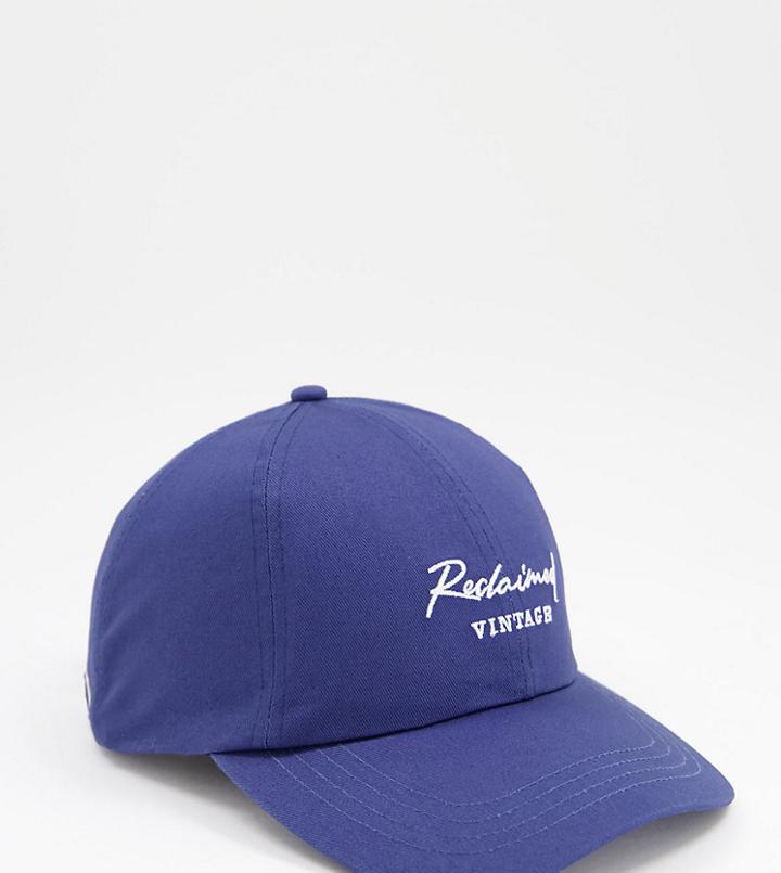 Reclaimed Vintage Inspired Unisex Cap With Logo Embroidery In Navy