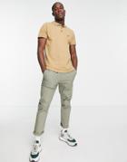 French Connection Single Tipped Pique Polo In Camel-brown