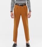 Asos Design Tall Heavyweight Tapered Crop Smart Pants With Pleats In Camel-beige