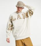 Reclaimed Vintage Sweat With Logo Embroidery And Taping In Stone-neutral
