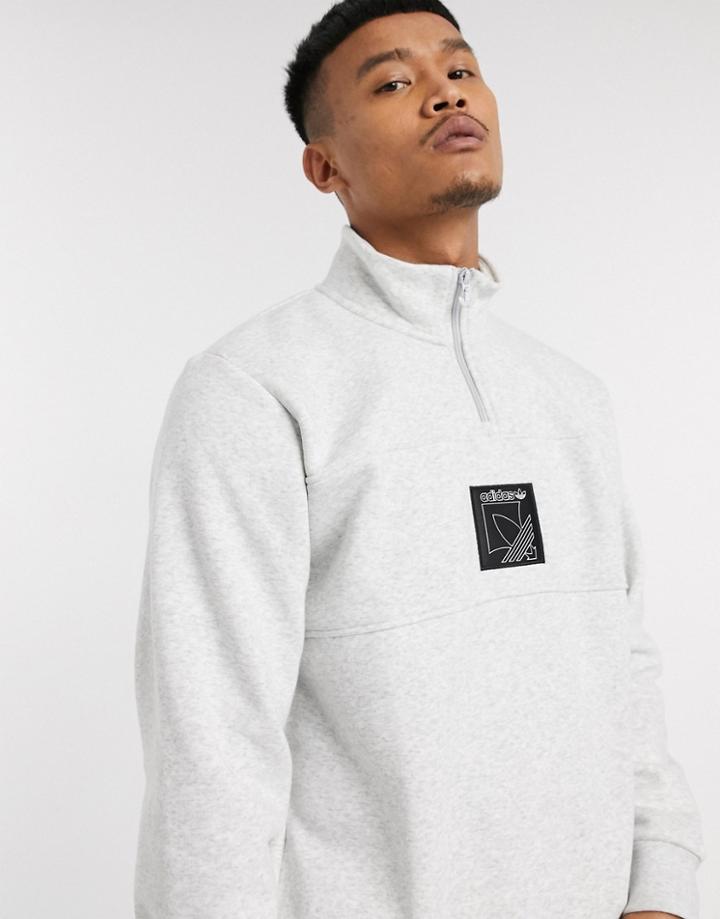 Adidas Originals Half Zip Fleece In Gray-grey