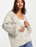 River Island Chunky Knitted Boxy Cardigan In Beige-neutral