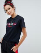 Miss Selfridge Bonjour T-shirt - Black