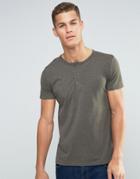 Esprit T-shirt With Henley Neck - Dark Khaki