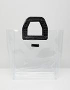 Mango Clear Top Handle Bag In Black - Black