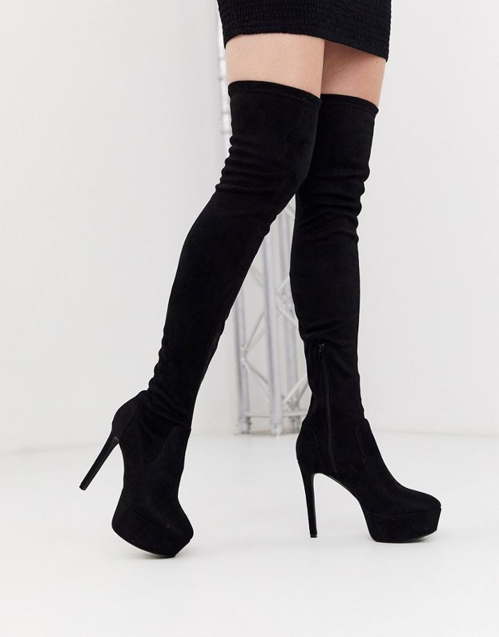 Asos Design Kasey Platform Over The Knee Boots