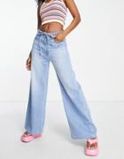 Weekday Recycled Polyester Blend Wide Leg Drapey Jeans In Heaven Blue