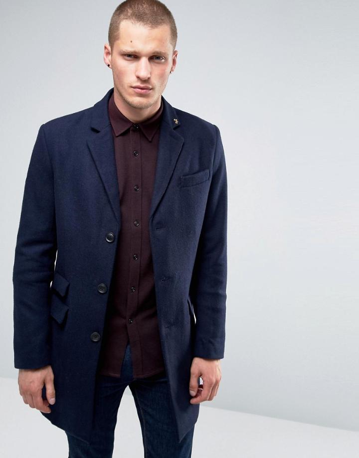Farah Overcoat In Navy - Navy