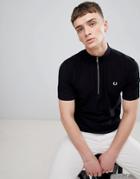 Fred Perry Funnel Neck Polo In Black - Black