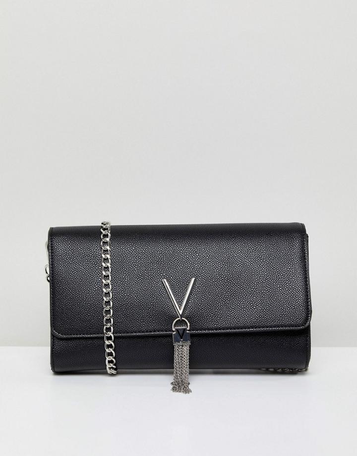 Valentino By Mario Valentino Tassel Detail Clutch Bag With Cross Body Strap - Black