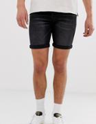 Selected Homme Denim Shorts In Washed Black - Black