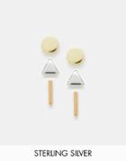 Asos Sterling Silver Pack Of 3 Mixed Shape Earrings - Mixed Metal