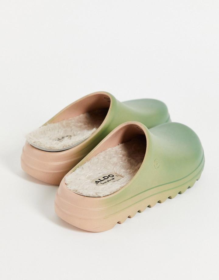 Aldo Love Planet Inout Clogs In Khaki Ombre-green