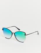 Quay Australia Dusk To Dawn Oversized Cat Eye Sunglasses In Black - Black