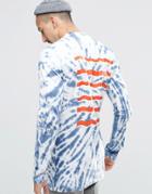 Weekday Jake Long Sleeve Top Tie Dye Print - Navy
