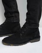 Asos Chukka Boots In Black Suede With Camo Sole - Black