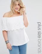 Missguided Plus Bardot Broderie Anglaise Top - Cream