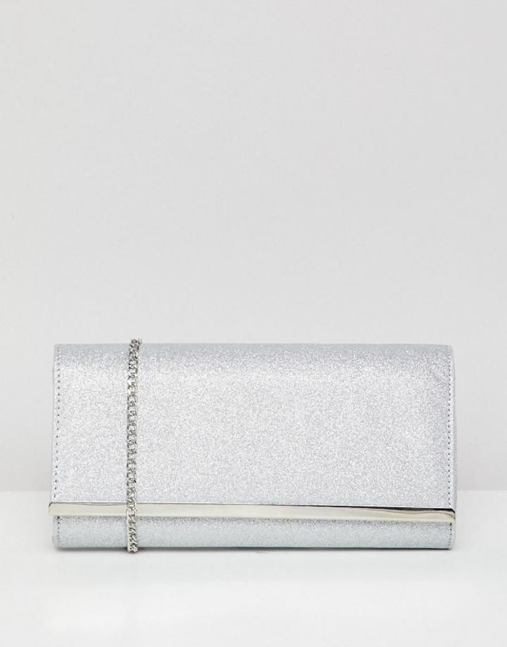 Lipsy Stardust Glitter Bar Clutch Bag - Silver