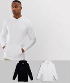 Asos Design Longline Hoodie 2 Pack Black/white Save - Multi