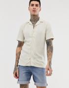 Asos Design Regular Fit Viscose Shirt In Ecru-cream