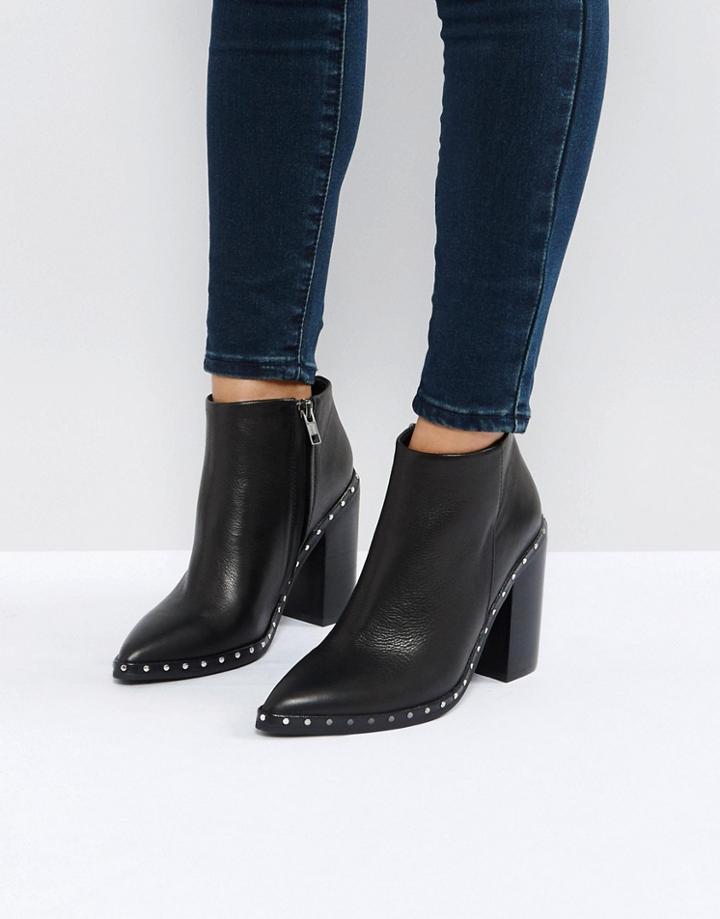 Sol Sana Ajax Black Studded Heeled Ankle Boots - Black