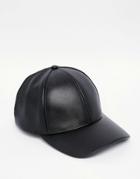 Asos Baseball Cap In Faux Leather And Suede - Black