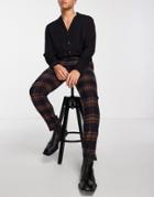 Twisted Tailor Smart Pants In Navy With Brown Check