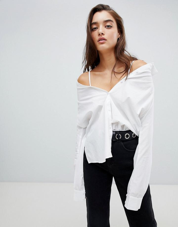 Noisy May Seam Detail Multiway Shirt-white