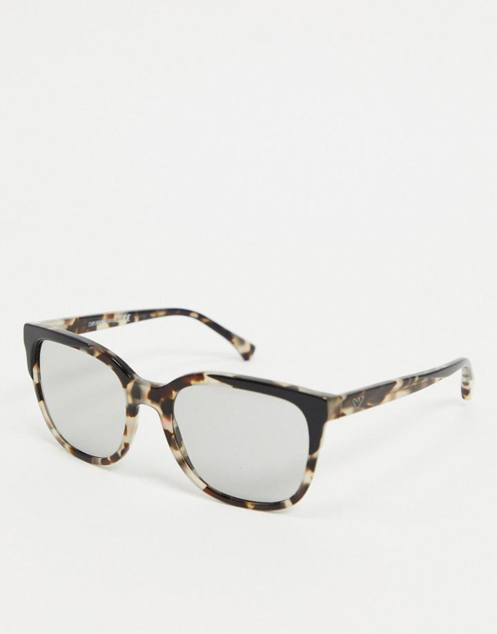 Emporio Armani Square Sunglasses In Tortoise Shell With Clear Lens-brown