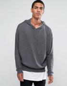 Asos Oversized Hoody With Alpaca - Gray