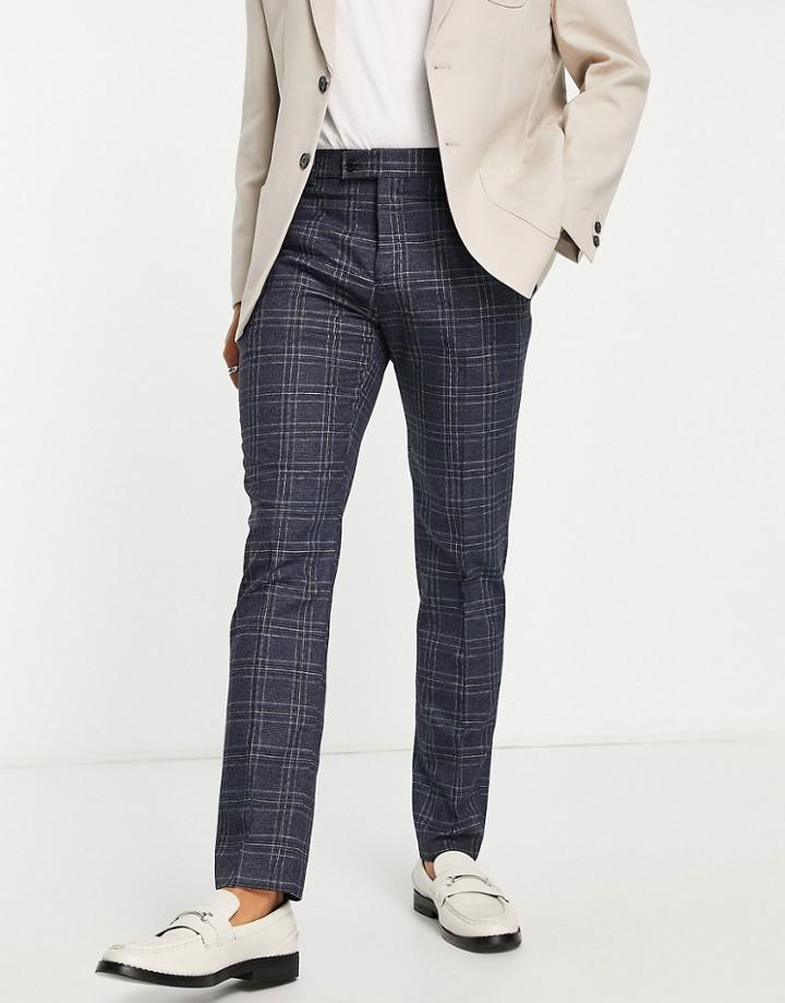 Bolongaro Trevor Slim Suit Pants In Navy Check
