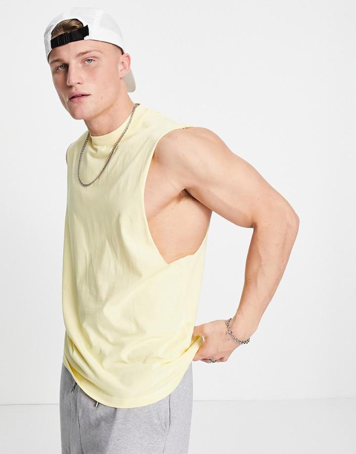 Asos Design Organic Relaxed Fit Tank In Light Yellow