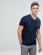 Abercrombie & Fitch Icon Moose Logo V-neck T-shirt In Navy - Navy
