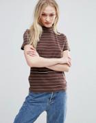 Adpt Mars Stripe High Neck Tee - Brown