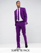 Opposuits Prom Slim Suit + Tie In Purple - Purple