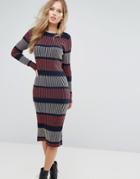 Vero Moda Knitted Stripe Midi Dress - Navy
