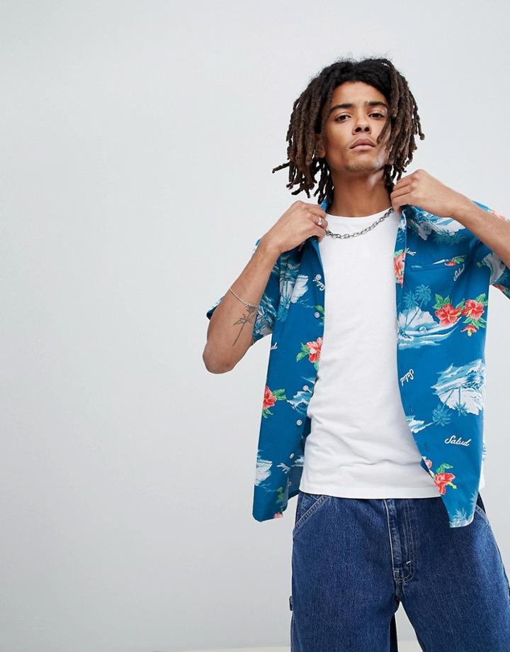 Brixton Bueller Shirt With All Over Floral Print - Blue