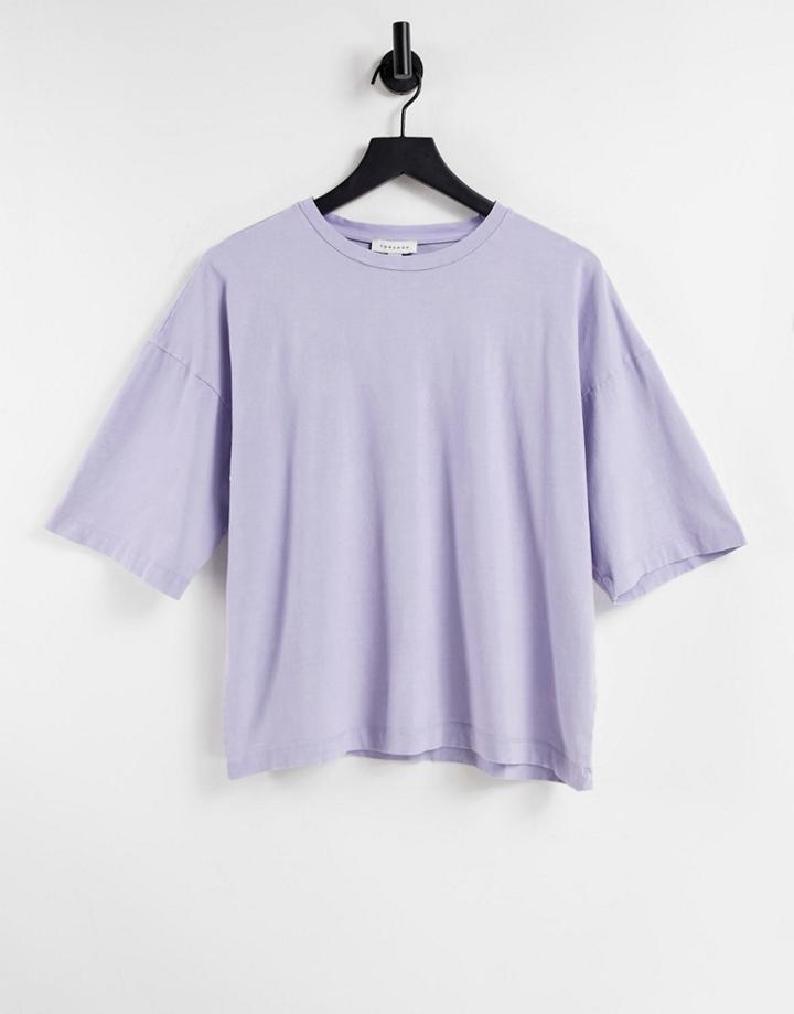 Topshop Oversized Acid Wash T-shirt In Purple