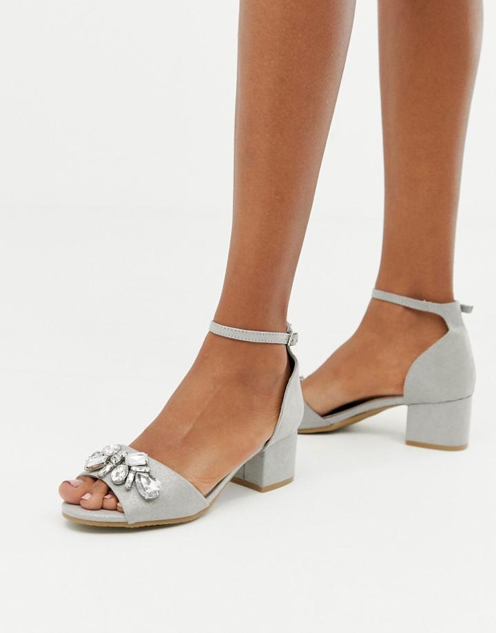Xti Embellished Heeled Sandals - Silver