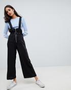 Bershka Zip Front Jumpsuit - Black