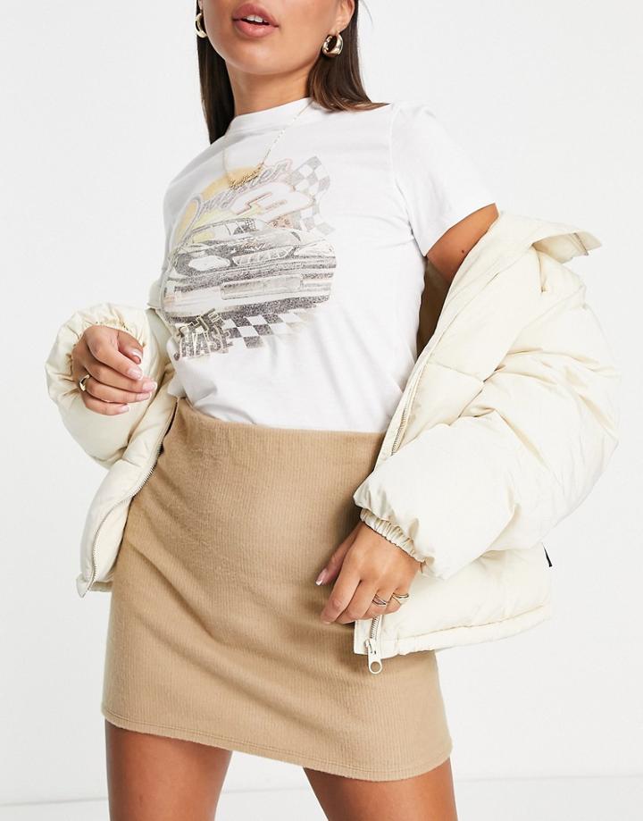 Asos Design Fluffy Suit Mini Skirt In Camel - Part Of A Set-neutral