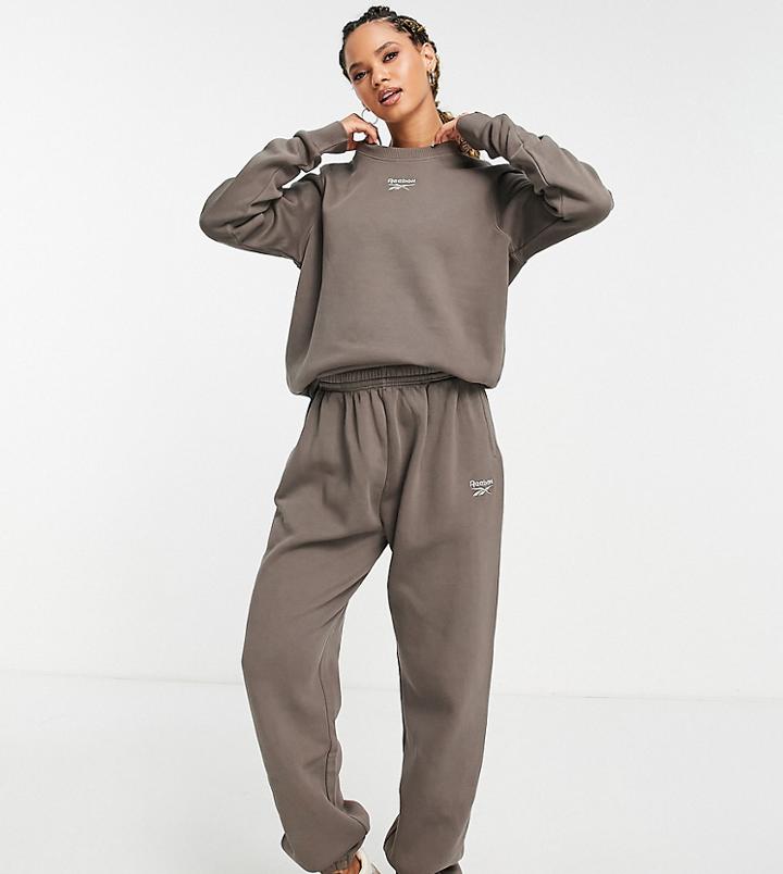 Reebok Oversized Logo Sweatshirt In Taupe Brown Exclusive To Asos