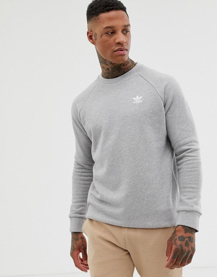 Adidas Originals Essentials Sweatshirt Small Logo In Gray